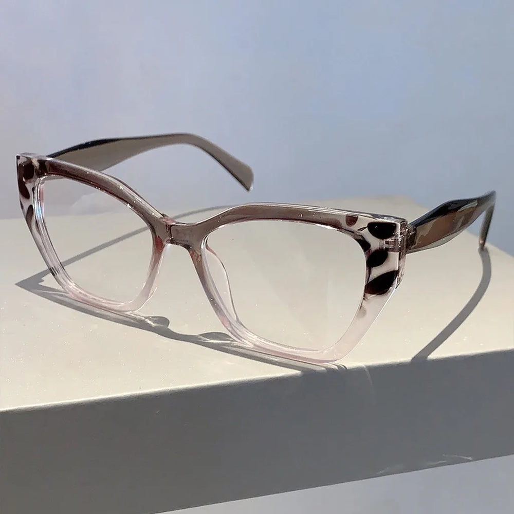 Women's Oversized Cat Eye Colour Block Blue Light Glasses | UV400 · Tortoise Accent · Plain Lens | 4 Colours | Braviixx