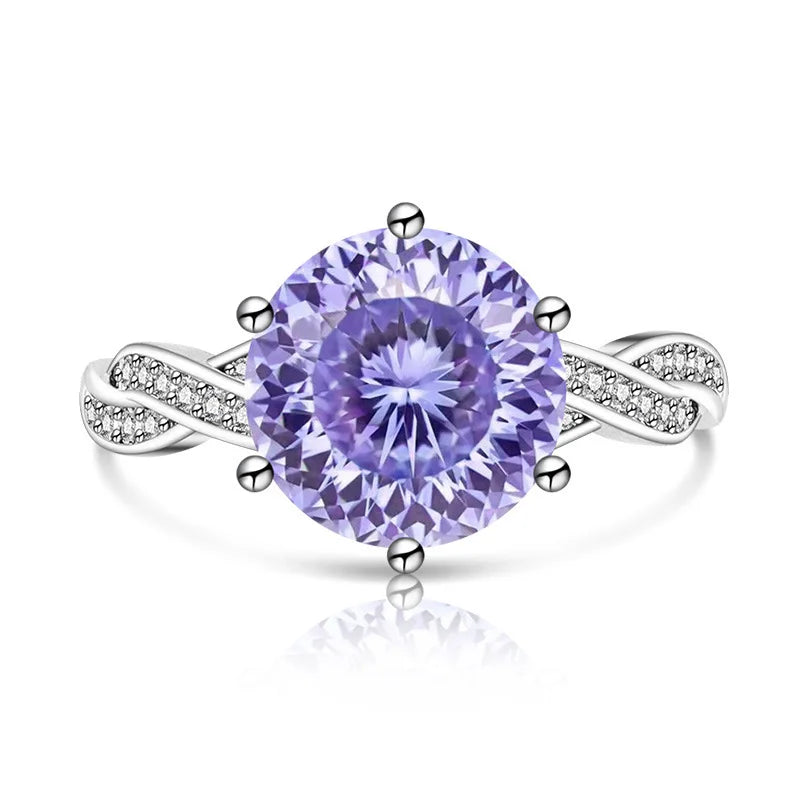 Women's Violet Stone Ring | Twisted Band & Sparkling Accents | Braviixx